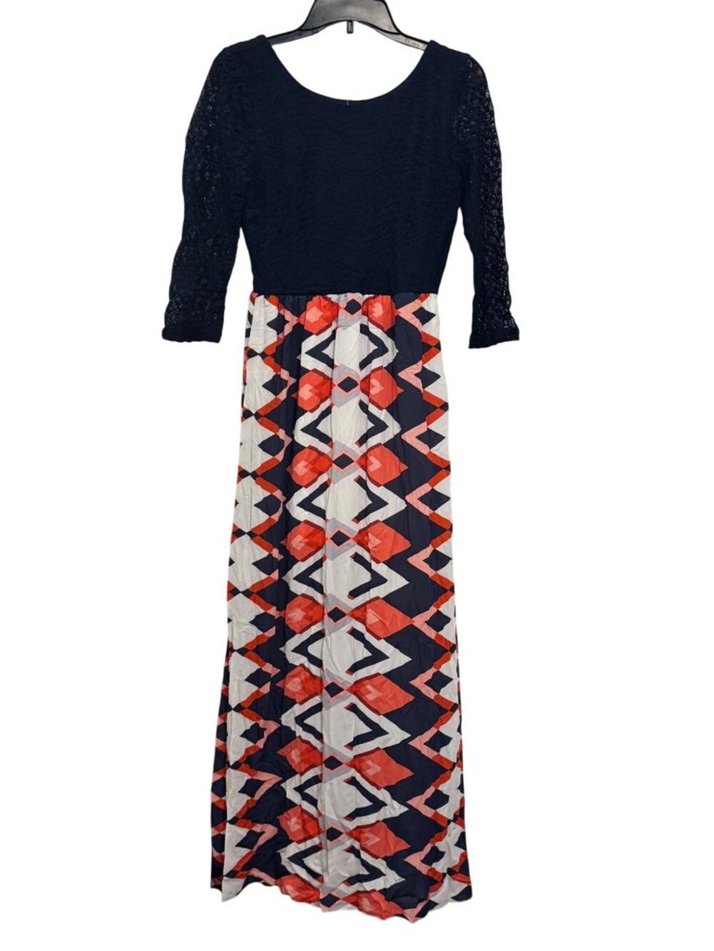 Emerald Sundae Womens Navy Lace Top & Geometric Print Maxi Dress Size 5